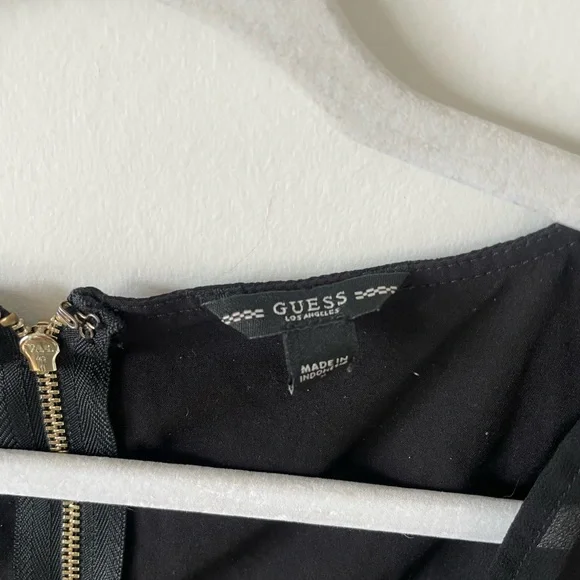 SOLD Guess Black Corset Crop Top Long Sheer Sleeves Size S - Picture 2 of 6